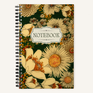 Retro Fall Colours Flowers  Notebook