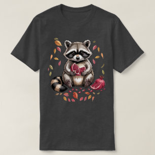 Retro Fall Fruits Racoon Eating Pomegranate Aut T-Shirt