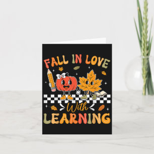 Retro Fall In Love With Learning Autumn Pumpkin Te Card