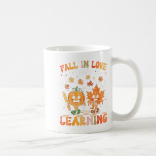 Retro Fall In Love With Learning Autumn Pumpkin Te Coffee Mug