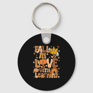 Retro Fall In Love With Learning Autumn Pumpkin Te Key Ring