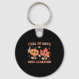 Retro Fall In Love With Learning Autumn Pumpkin Te Key Ring