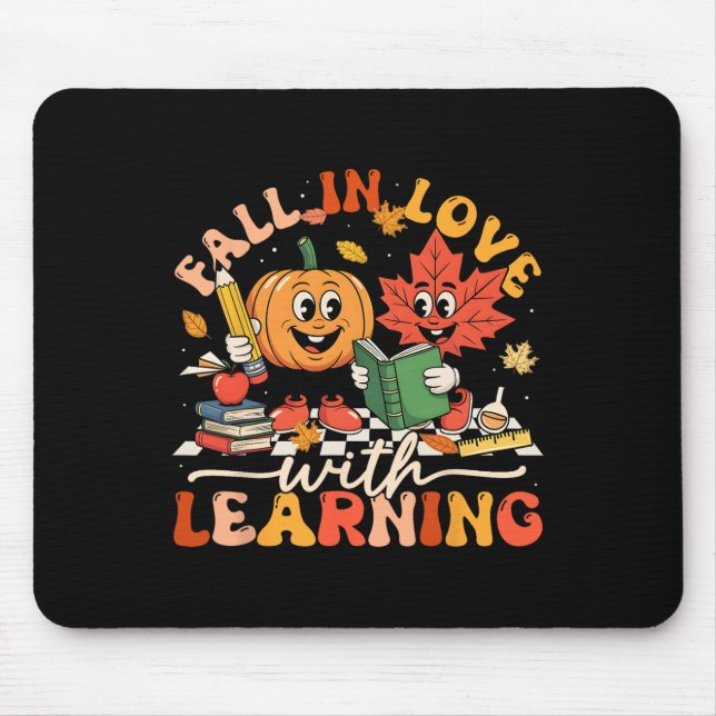 Retro Fall In Love With Learning Autumn Pumpkin Te Mouse Pad (Front)