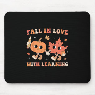Retro Fall In Love With Learning Autumn Pumpkin Te Mouse Pad