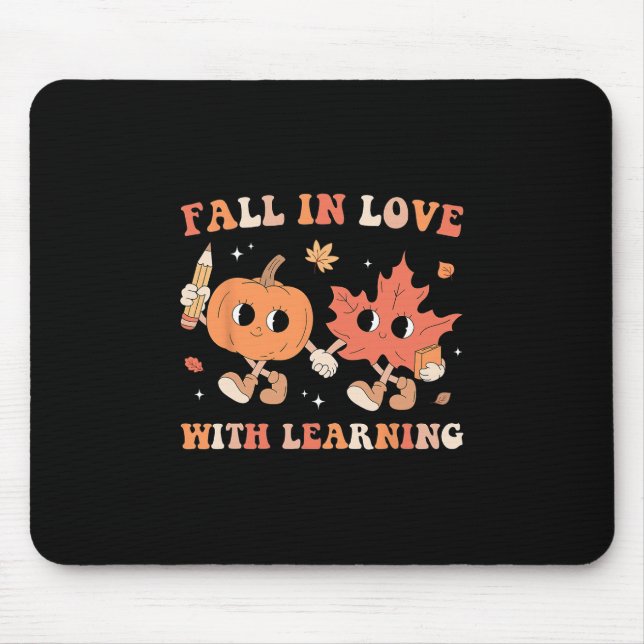 Retro Fall In Love With Learning Autumn Pumpkin Te Mouse Pad (Front)