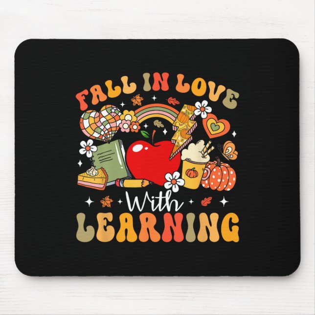 Retro Fall In Love With Learning Autumn Pumpkin Te Mouse Pad (Front)