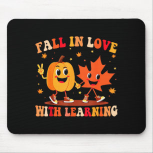 Retro Fall In Love With Learning Autumn Pumpkin Te Mouse Pad