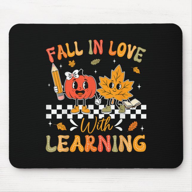 Retro Fall In Love With Learning Autumn Pumpkin Te Mouse Pad (Front)