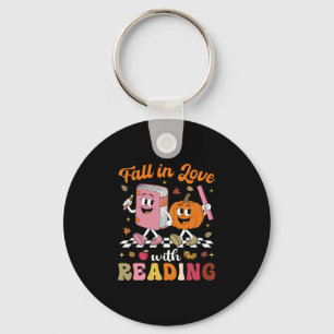 Retro Fall In Love With Learning Pumpkin Autumn Te Key Ring