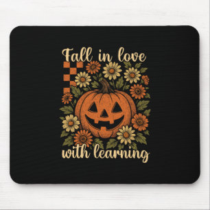 Retro Fall In Love With Learning Teacher Autumn Pu Mouse Pad