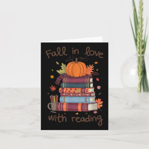 Retro Fall In Love With Reading Book Autumn Pumpki Card