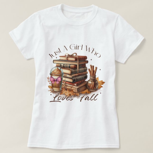 Retro Fall "Just A Girl Who" Loves Fall T-Shirt (Design Front)