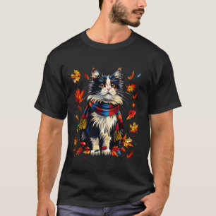 Retro Fall Leaves Ragdoll Cat Autumn Season Thanks T-Shirt