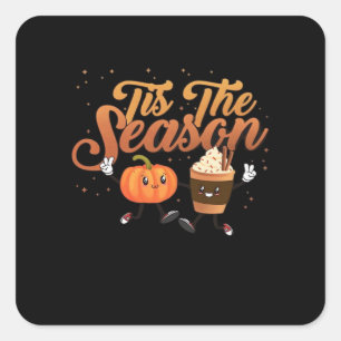 Retro Fall Tis The Season Square Sticker