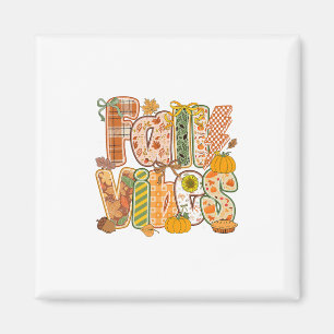 Retro Fall Vibes Autumn Thankful Pumpkin Season Wo Magnet