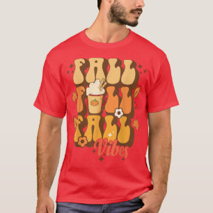 Retro Fall Vibes Groovy Thanksgiving Autumn Women T-Shirt