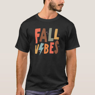 Retro Fall Vibes Lightning Bolt Happy Fall Thanksg T-Shirt