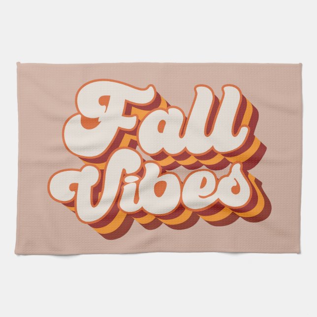 Retro Fall Vibes Tea Towel (Horizontal)