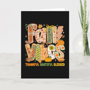Retro Fall Vibes Thankful Grateful Blessed Autumn Card