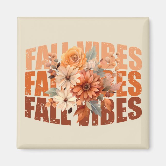 Retro Fall vibes watercolor wildflowers leaves Magnet (Front)
