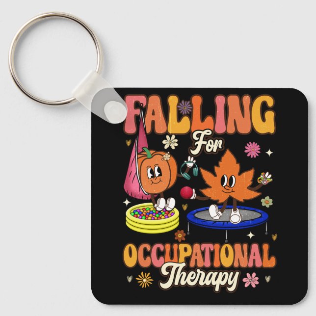 Retro Falling For Occupational Therapy OT OTA Autu Key Ring (Front)