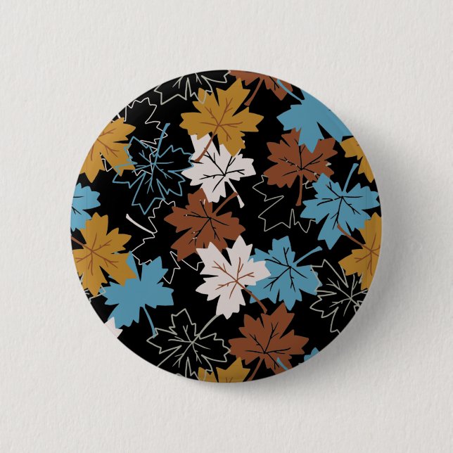 Retro Falling Maple Leaves Autumn Pattern B 6 Cm Round Badge (Front)