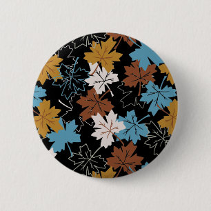 Retro Falling Maple Leaves Autumn Pattern B 6 Cm Round Badge