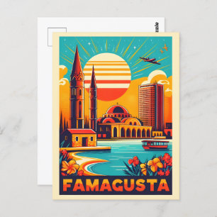 Retro Famagusta Beach Cyprus souvenirs and gifts Postcard