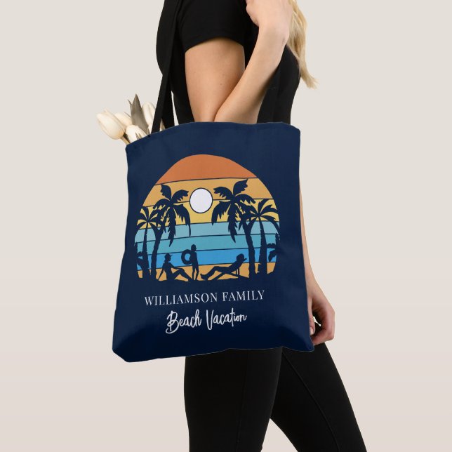 Retro Family Beach Vacation Script Custom Tote Bag (Close Up)