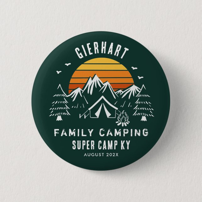 Retro Family Camping Vacation Custom 6 Cm Round Badge (Front)