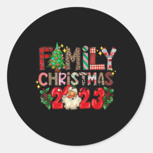 Retro Family Christmas Crew 2023 Matching Family Classic Round Sticker