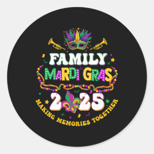 Retro Family Mardi Gras 2025 Matching Mardi Gras N Classic Round Sticker