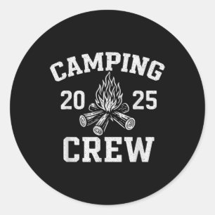 Retro Family Matching Camping Crew 2025 Classic Round Sticker