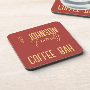 Retro Family Name Coffee Coaster
