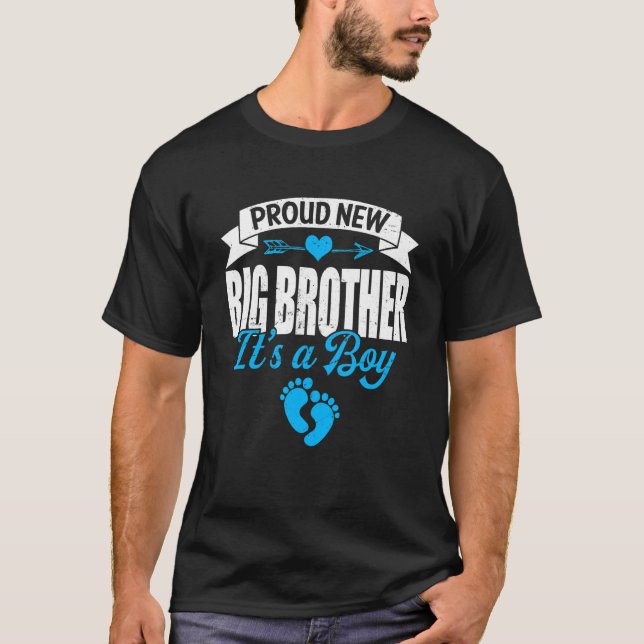 Retro Family Proud New Big Brother It's A Boy Gend T-Shirt (Front)
