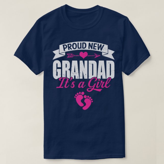 Retro Family Proud New Grandad It's A Girl Gender  T-Shirt (Design Front)