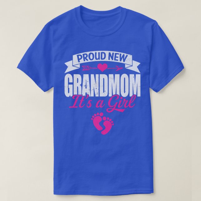 Retro Family Proud New Grandmom It's A Girl Gender T-Shirt (Design Front)
