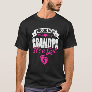 Retro Family Proud New Grandpa It's A Girl Gender  T-Shirt