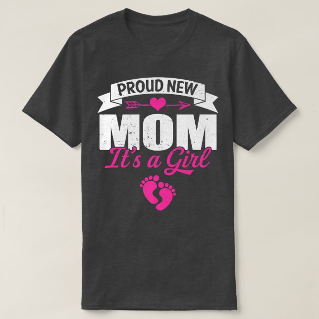 Retro Family Proud New Mum It's A Girl Gender Reve T-Shirt (Design Front)