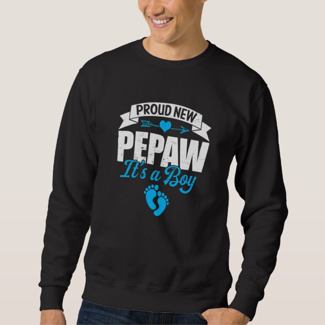 Retro Family Proud New Pepaw It's A Boy Gender Rev Sweatshirt (Front)