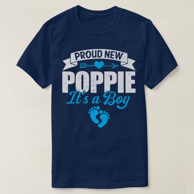 Retro Family Proud New Poppie It's A Boy Gender Re T-Shirt (Design Front)