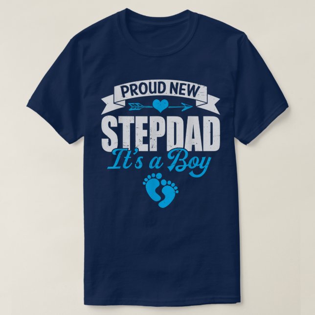 Retro Family Proud New Stepdad It's A Boy Gender R T-Shirt (Design Front)