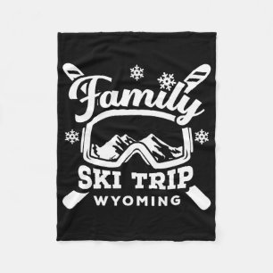 Retro Family Ski Trip Wyoming Vacation Group Snow Fleece Blanket