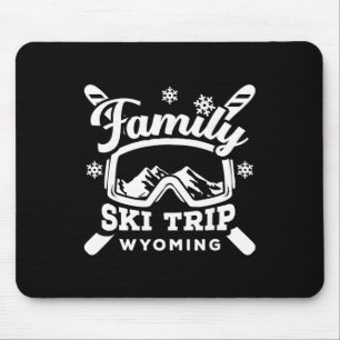 Retro Family Ski Trip Wyoming Vacation Group Snow Mouse Pad