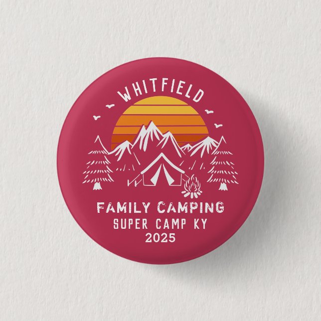 Retro Family Vacation Matching Camping 3 Cm Round Badge (Front)