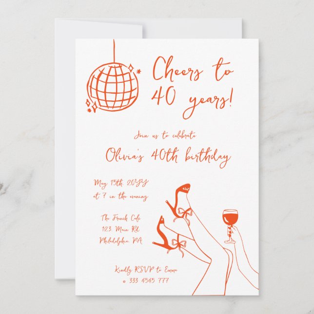 Retro Fancy BIrthday Party invitation (Front)