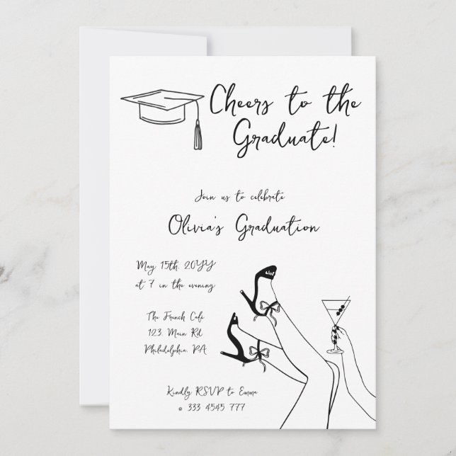 Retro Fancy Graduation Party invitation (Front)