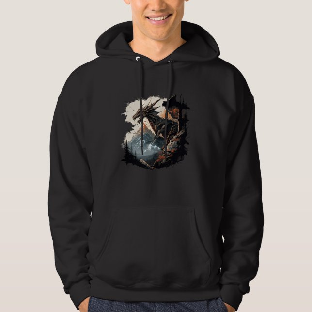 Retro Fantasy Dragon 1 Hoodie (Front)