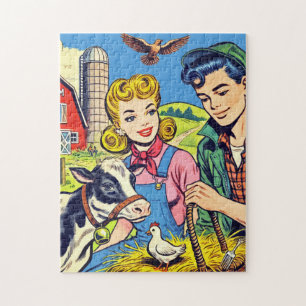 Retro Farm Comics Jigsaw Puzzle