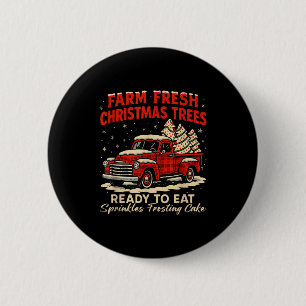 Retro Farm Fresh Debbie Christmas Cake Red Truck H 6 Cm Round Badge